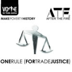 Sleeve design of One Rule (For Trade Justice) Maxi Single from After The Fire CD with 4 tracks.